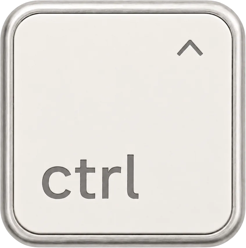 Draufsicht auf die weiße Keramikfront mit dem ctrl Schriftzug und dem Caret